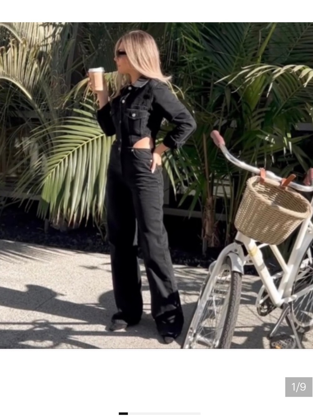 Zara Elegant Black Denim Cut out Jumpsuit